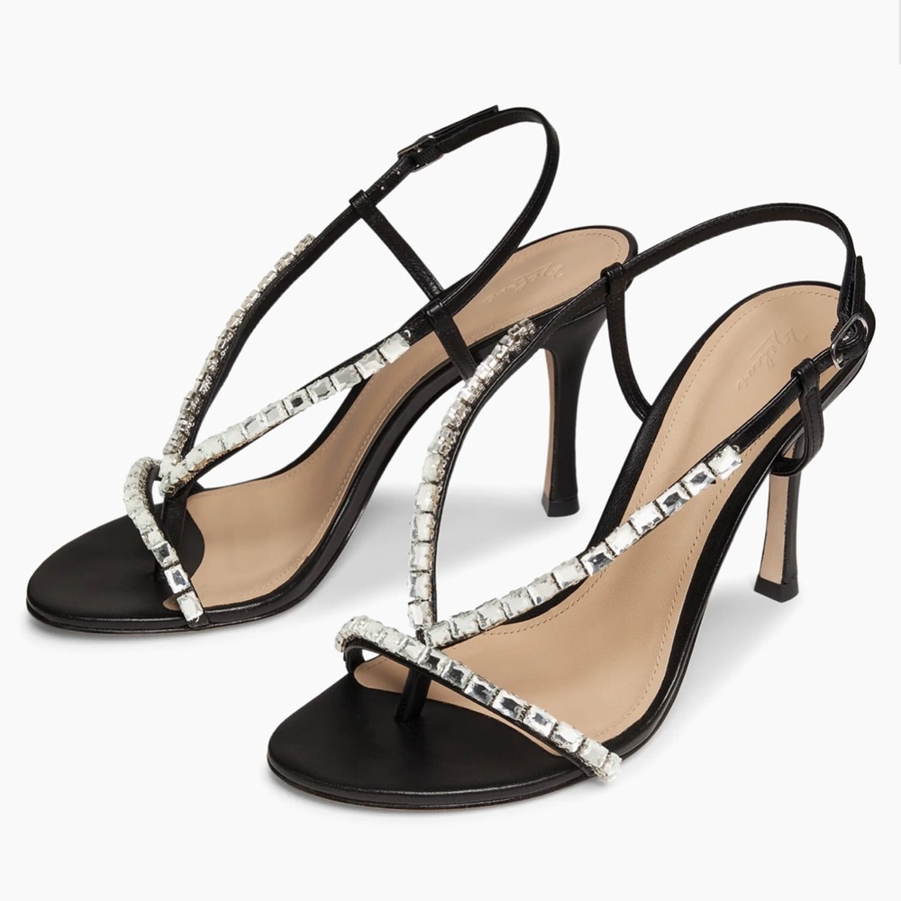 🆕  Drop 💧 22élevé Gem Black Metallic Sandals – Size 8 (NIB)